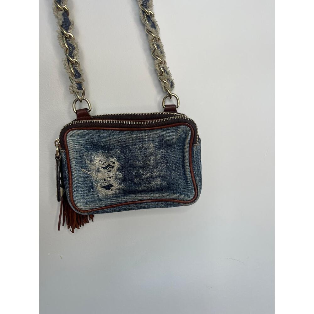 Dolce & Gabbana Denim Mini Crossbody Bag‎ Distressed Tassel Chain Strap